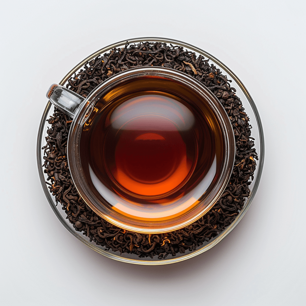 a glass cup filled with black tea