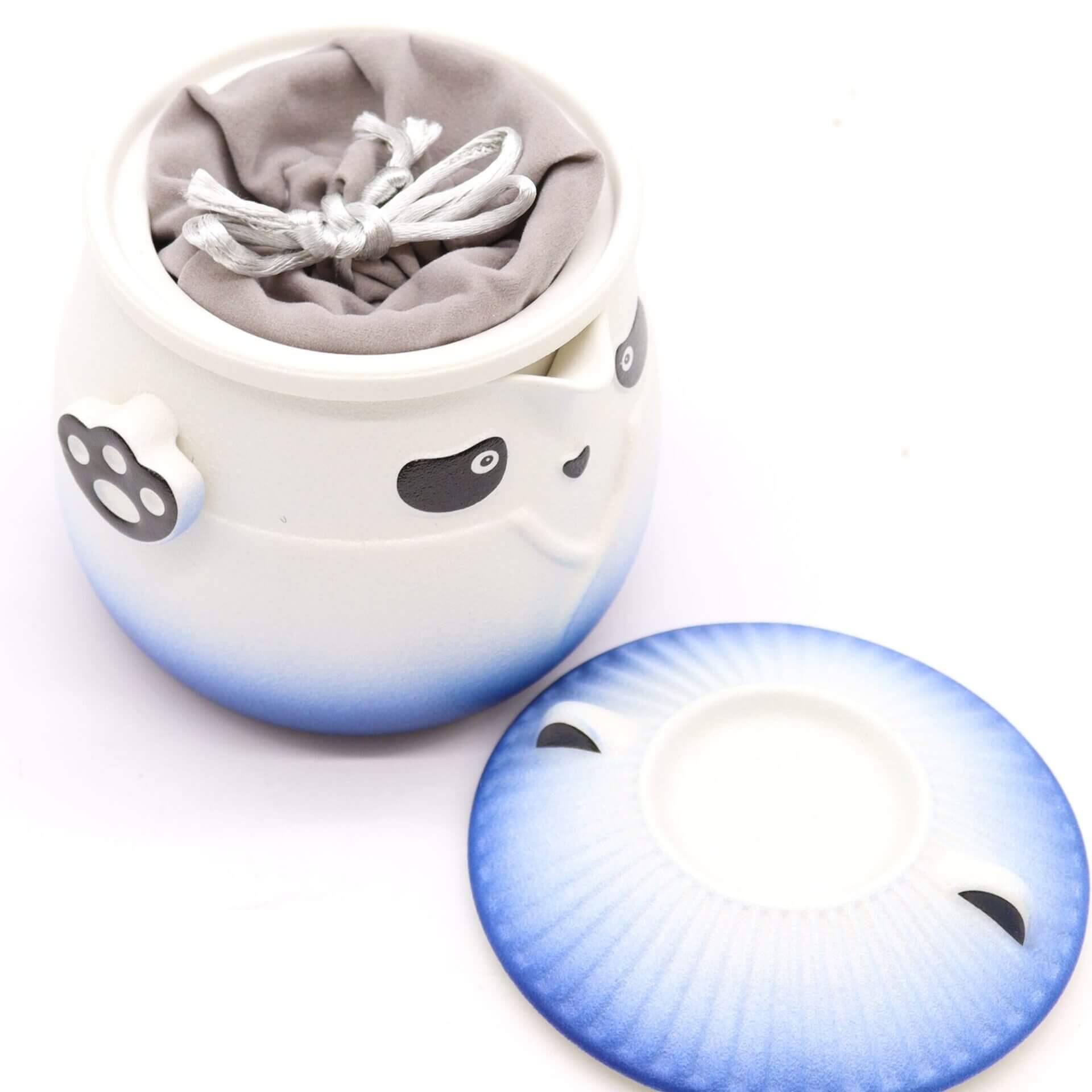 Panda Teapot Set & Three Cups – Sky Blue