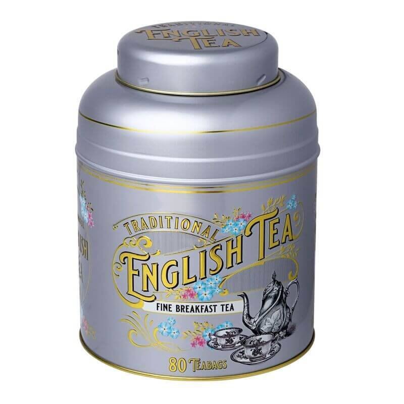 Vintage Victorian – 80 Teabag Tin – English Breakfast – Silver