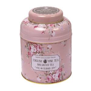 Vintage Floral - English Breakfast Tea in a tin with 80 teabags.