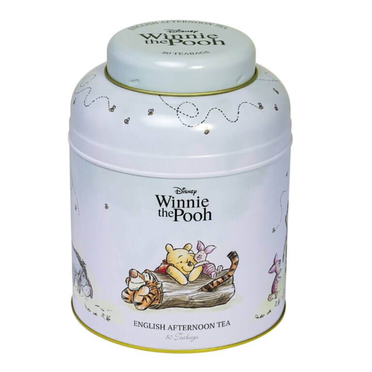 A charming "Winnie The Pooh" teabag tin featuring Piglet, perfect for storing your English Afternoon Tea, holds 80 teabags.